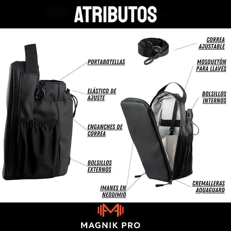 Combo Bolso magnético + guantes gym